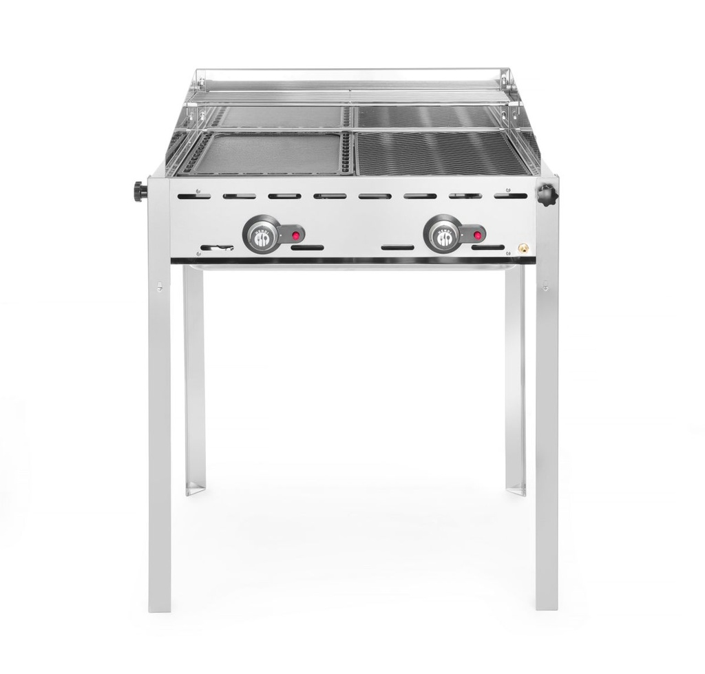 [BM-HENDI-149508] Green Fire su 2 degikliais, HENDI, Profi Line, Emaliuota ketaus Gastronorm 1/1 kepimo plokštė ir grotelės, 11,6kW, 740x615x(H)825mm