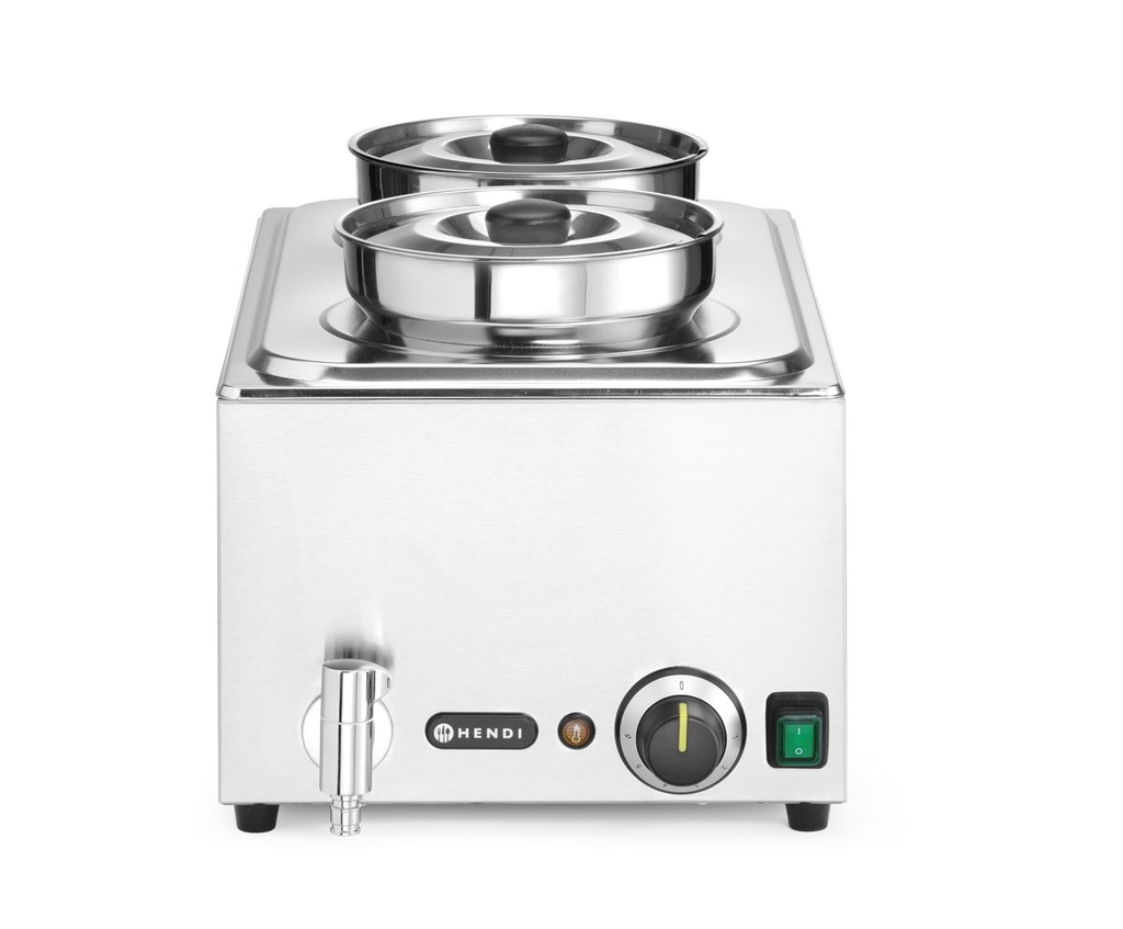 [BM-HENDI-201473] Komplektas: bain-marie (vandens vonelė) Ranger + 2x 4L indas su dangčiu, HENDI, GN (H)150mm, 8L, 230V/1000W, 604x332x(H)315mm