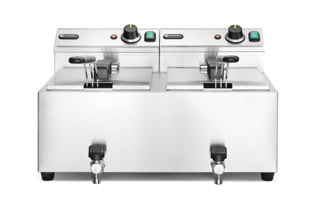 [BM-HENDI-209301] Gruzdintuvė su išleidimo čiaupu, 2x8 L, HENDI, Profi Line, 16L, 230V/7000W, 610x515x(H)369mm