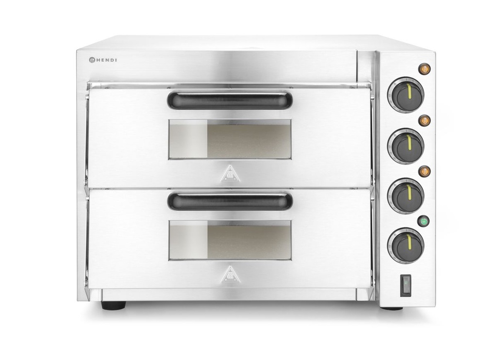 [BM-HENDI-220283] Dviejų kamerų picos krosnis 3000W, HENDI, Sidabrinė, 230V/3000W, 580x560x(H)435mm