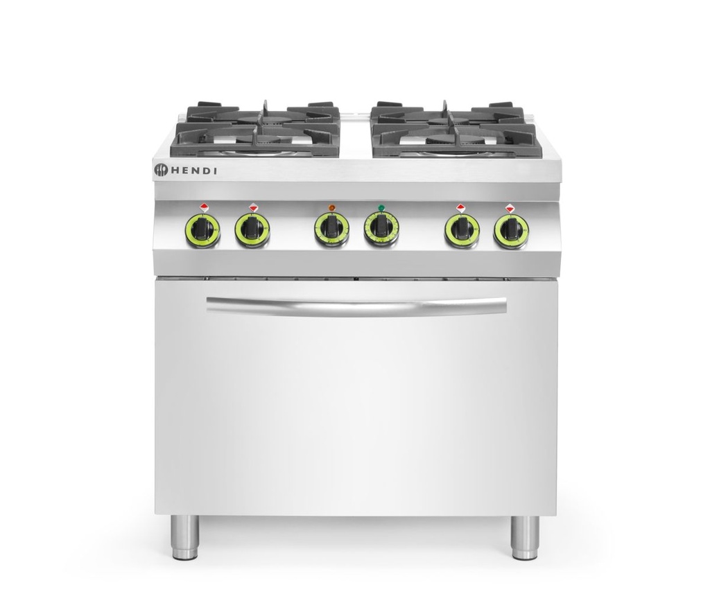 [BM-HENDI-225882] Dujinė viryklė 4 degiklių su konvekcine orkaite GN 1/1, HENDI, Kitchen Line, 230V/3000W, 19kW, 800x722x(H)900mm