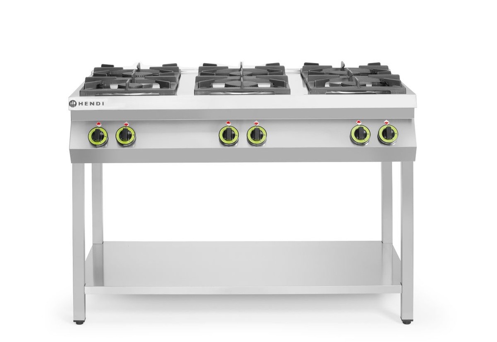 [BM-HENDI-226094] Dujinė viryklė 6 degiklių su atviru stovu, HENDI, Kitchen Line, 28,5kW, 1200x700x(H)900mm