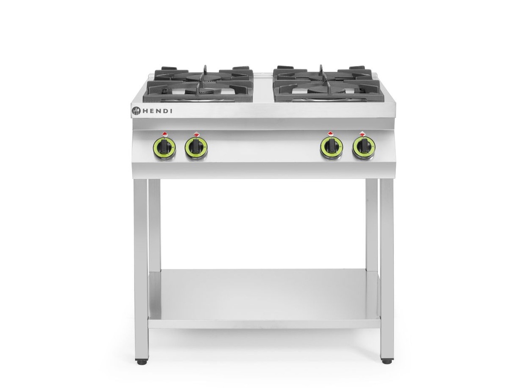 [BM-HENDI-227589] Dujinė viryklė Kitchen Line 4 degiklių su atviru stovu, HENDI, Kitchen Line, 19kW, 800x700x(H)900mm