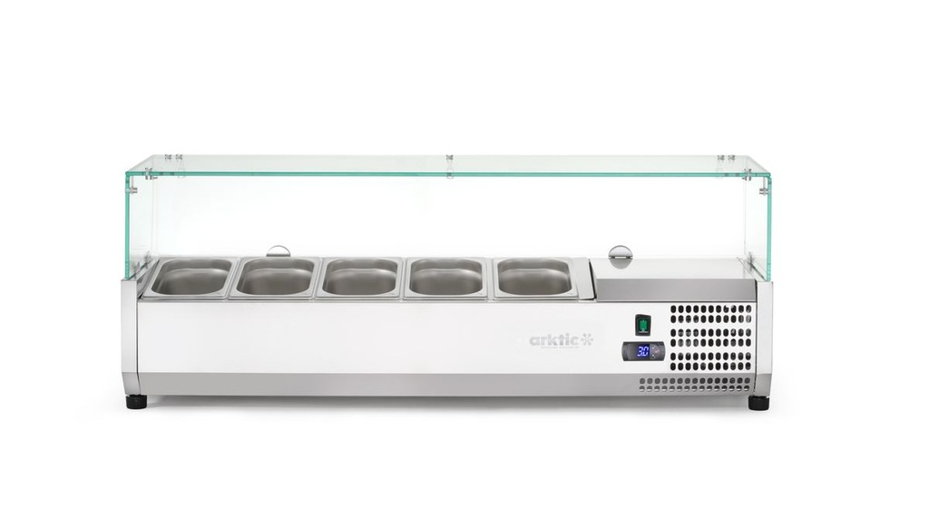 [BM-HENDI-232903] Šaldomas stalviršinis serviravimo indas GN 1/4, Arktic, 5x GN 1/4, GN 1/4, 22,5L, 230V/180W, 335x1205x(H)460mm