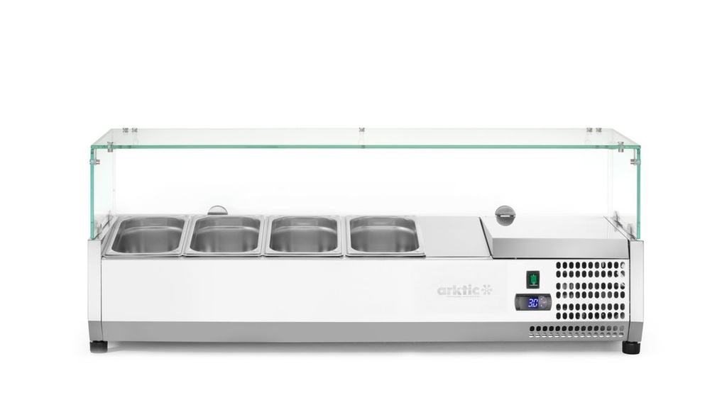 [BM-HENDI-232965] Šaldoma stalinė padavimo vitrina GN 1/3, Arktic, 4x GN 1/3, GN 1/3, 24L, 230V/180W, 400x1208x(H)456mm