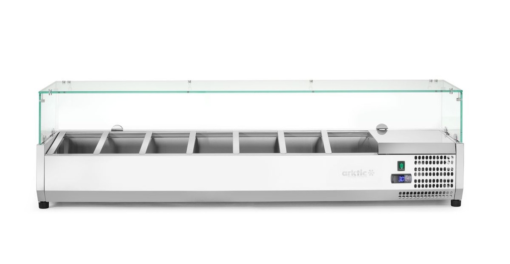 [BM-HENDI-232989] Šaldoma stalinė padavimo vitrina GN 1/3, Arktic, 7x GN 1/3, GN 1/3, 42L, 230V/180W, 420x1605x(H)460mm