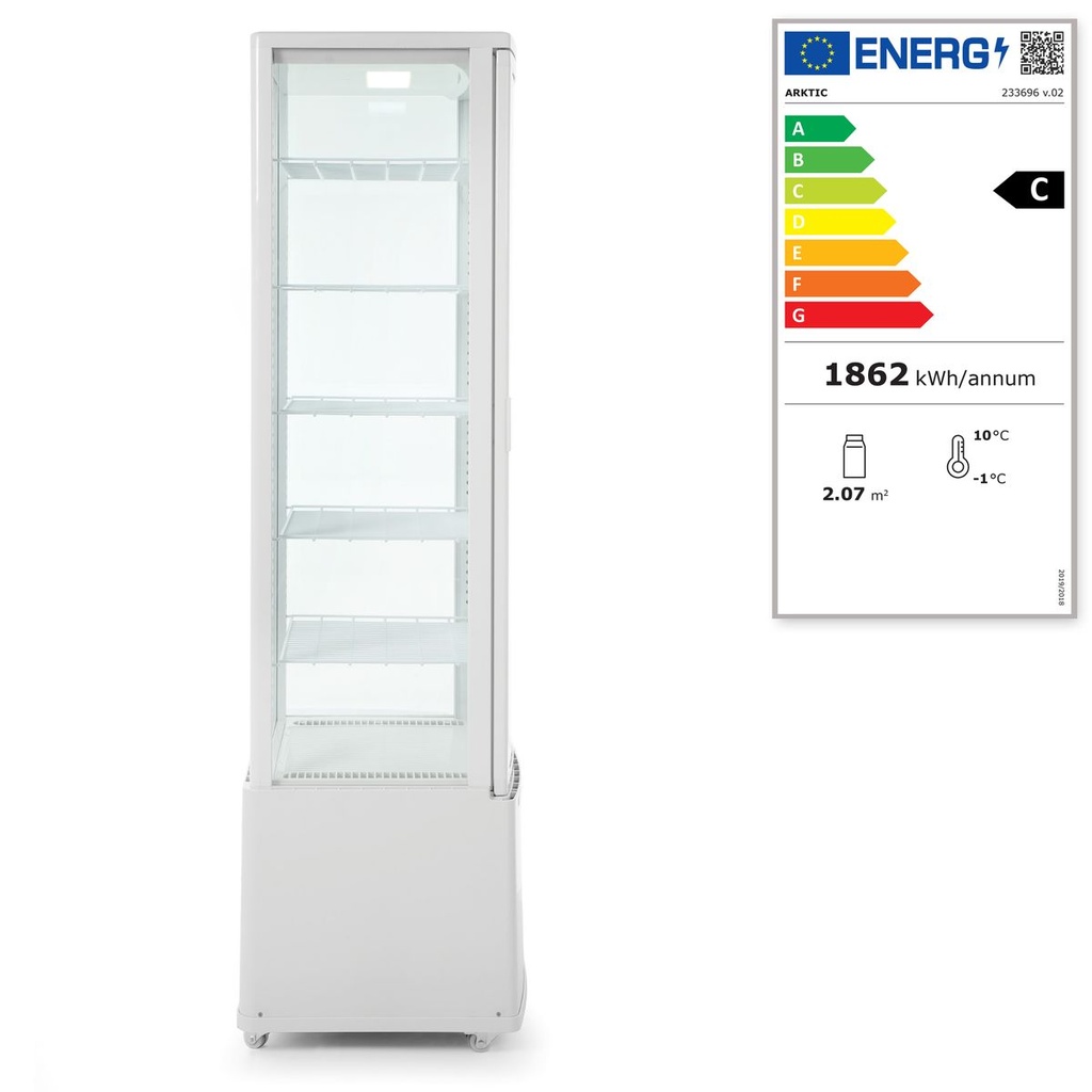 [BM-HENDI-233696] Šaldoma vitrina, 270 l, Arktic, Balta, 230V/290W, 520x550x(H)1870mm