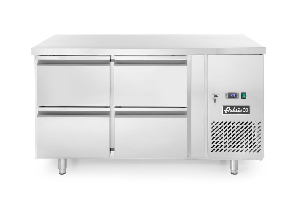 [BM-HENDI-233764] Šaldomas stalas, 4 stalčiai, Arktic, Profi Line, Be atraminio bortelio, 90L, 230V/250W, 700x1360x(H)840mm