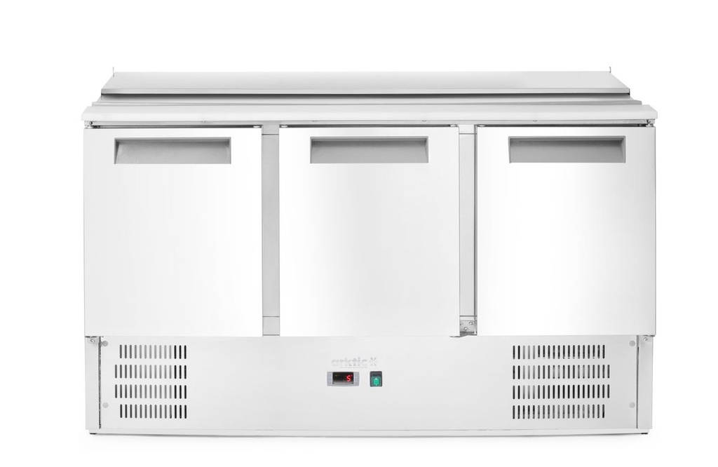 [BM-HENDI-236178] Šaldomasis salotų stalas su 3 durimis ir pakeliamu dangčiu, Arktic, 219L, 230V/155W, 700x1365x(H)860mm