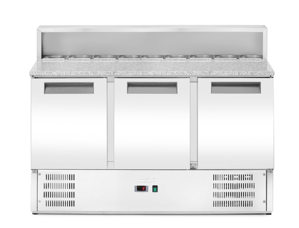 [BM-HENDI-236215] Šaldomasis stalas su 3 durimis, antstatu ir granito stalviršiu, Arktic, 219L, 230V/156W, 700x1365x(H)1070mm