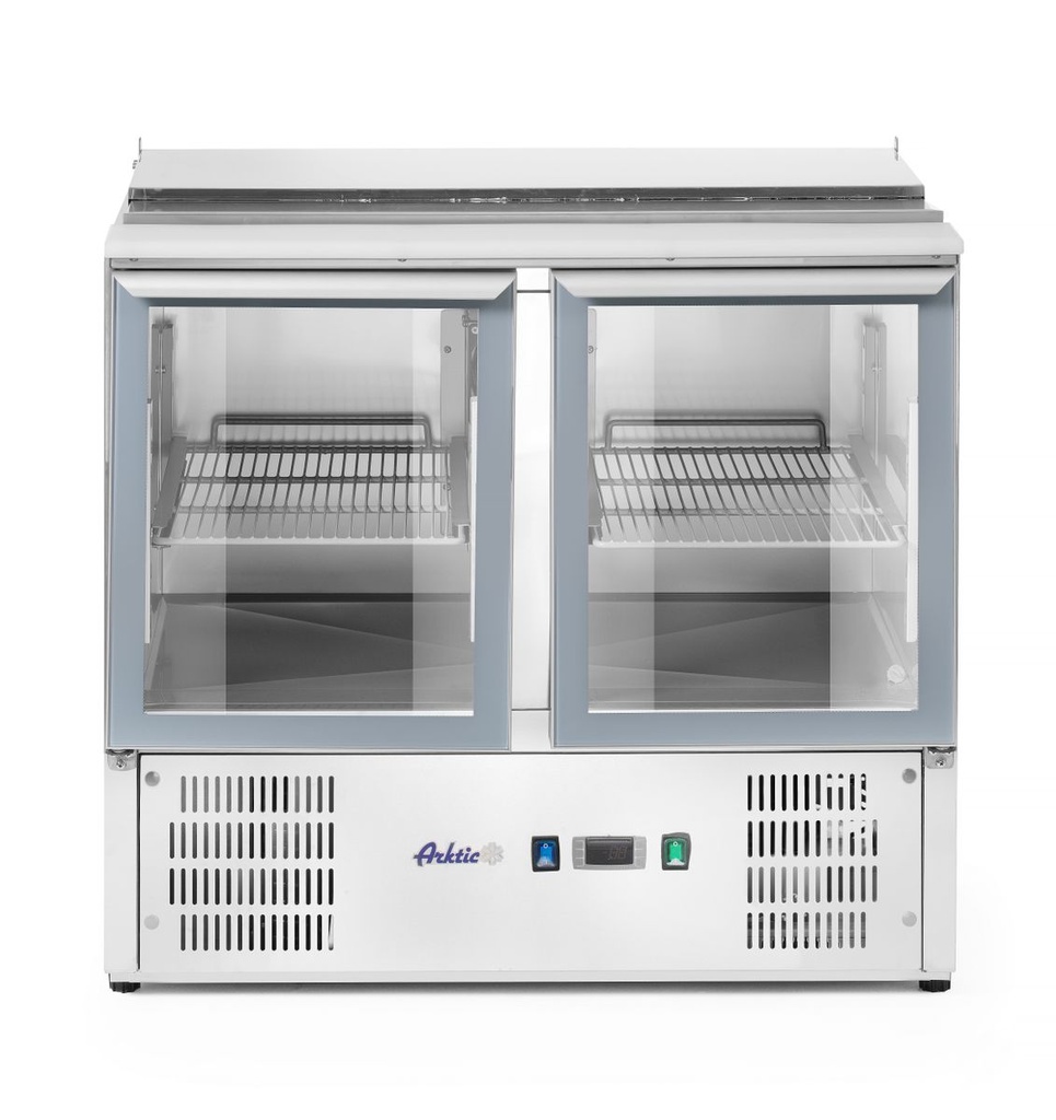 [BM-HENDI-236246] Šaldomasis stalas su varstomu dangčiu, dviejų durų, Arktic, 146L, 230V/145W, 700x900x(H)860mm