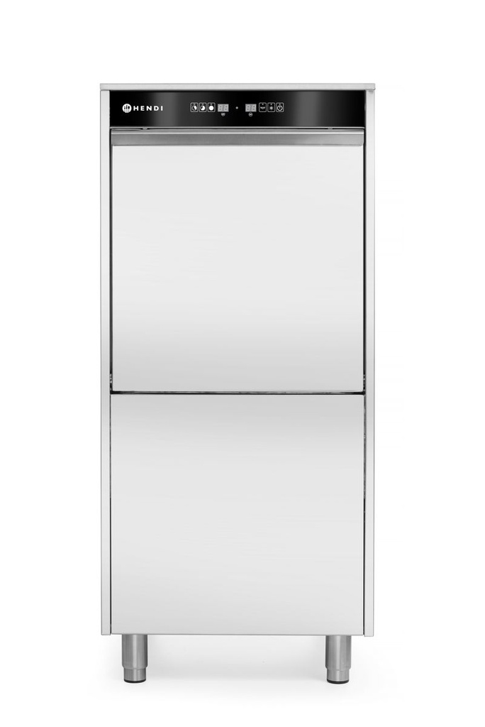[BM-HENDI-236574] 50x60 indaplovė padėklams ir puodams – elektroninis valdymas, Su ploviklio dozavimo sistema ir išleidimo siurbliu, HENDI, Kitchen Line, 400V/7100W, 595x777x(H)1335mm
