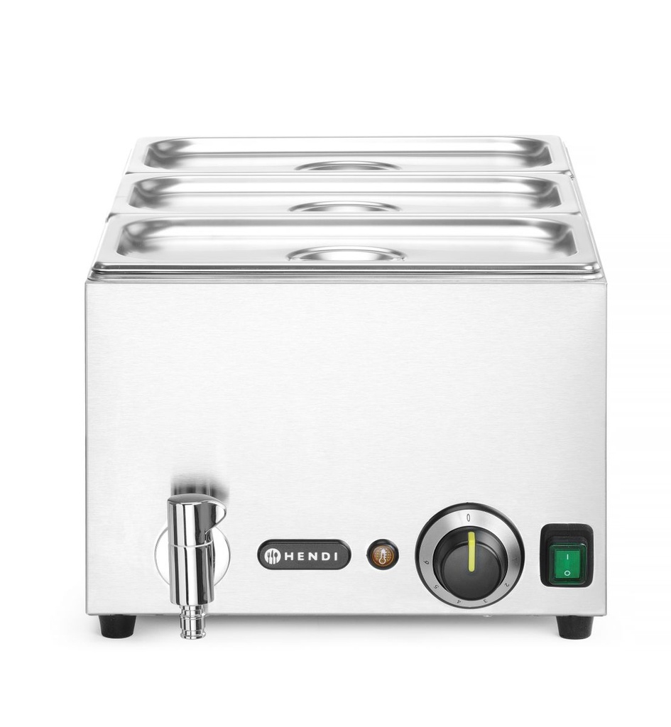 [BM-HENDI-238868] Bain-marie (vandens vonelės) komplektas su nuleidimo čiaupu Ranger, HENDI, GN (H)150mm, GN 1/1, 230V/1000W, 605x332x(H)242mm