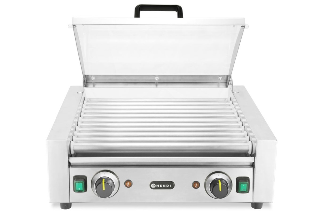 [BM-HENDI-268650] Dešrelių volinis grilis - 2 zonos su energiją taupančiu gaubtu, HENDI, 11 volų, 230V/980W, 566x527x(H)259mm