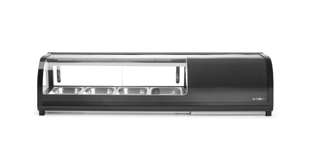 [BM-HENDI-274071] Suši vitrina, Arktic, Komplekte indai: 4x GN 1/3 (H) 40mm., Juoda, 230V/190W, 426x1177x(H)296mm