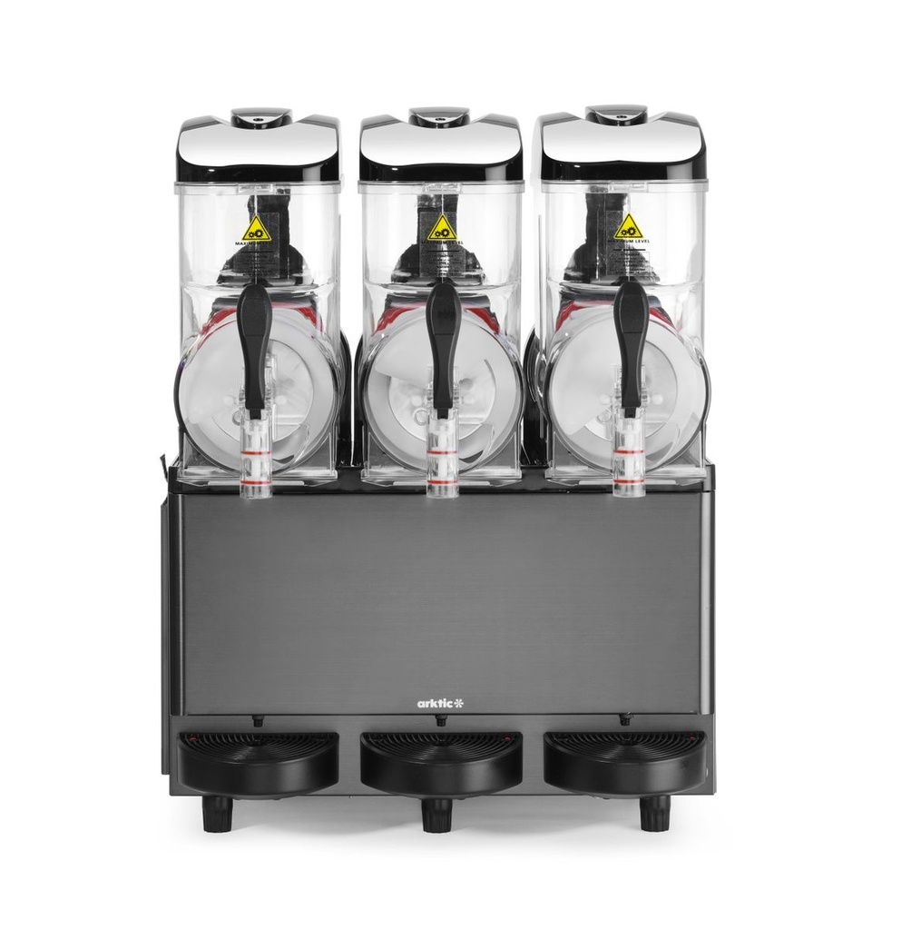 [BM-HENDI-274378] Šaldytų gėrimų (slush) aparatas, Arktic, Kitchen Line, 3 talpyklos, Juoda, 230V/1080W, 507x615x(H)810mm