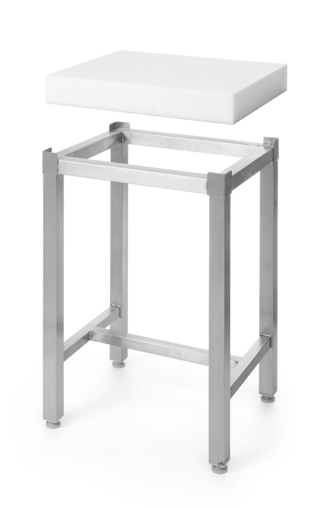 [BM-HENDI-505687] Polietileninis mėsininko trinkas su pagrindu, HENDI, 505656 + 505670, Balta, 500x400x(H)800mm