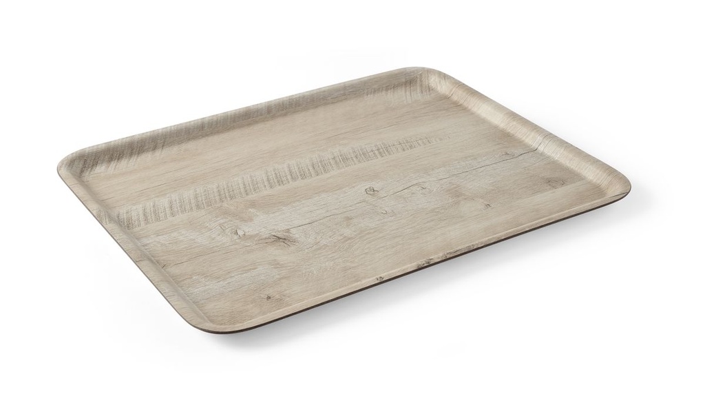 [BM-HENDI-508930] Serviravimo padėklas su melamino danga, neslystantis, su medžio imitacija, AmerBox, Šviesaus medžio, 370x530mm