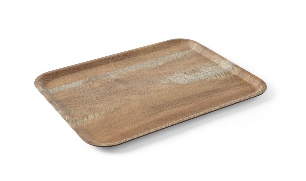 [BM-HENDI-508947] Serviravimo padėklas su melamino danga, neslystantis, su medžio imitacija, AmerBox, Mediena, 370x530mm