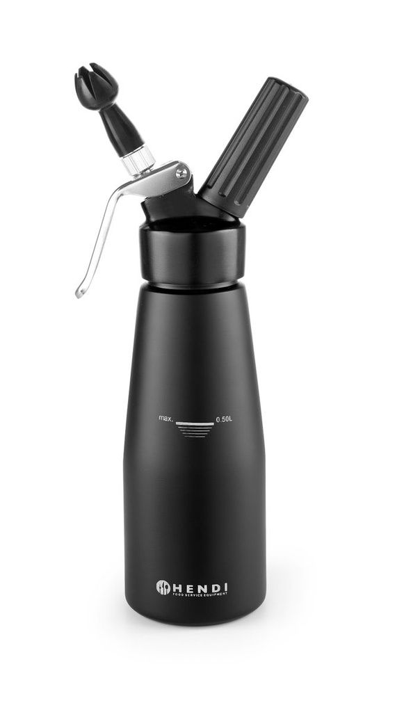 [BM-HENDI-588420] Grietinėlės plaktuvas (sifonas), HENDI, Kitchen Line, 0,5L, Juoda, ⌀80x(H)260mm