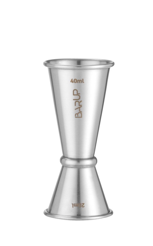 [BM-HENDI-597064] Matuoklis 20/40 ml, BarUp, 0,04L, Sidabrinė, ⌀42x(H)100mm, Apvalus