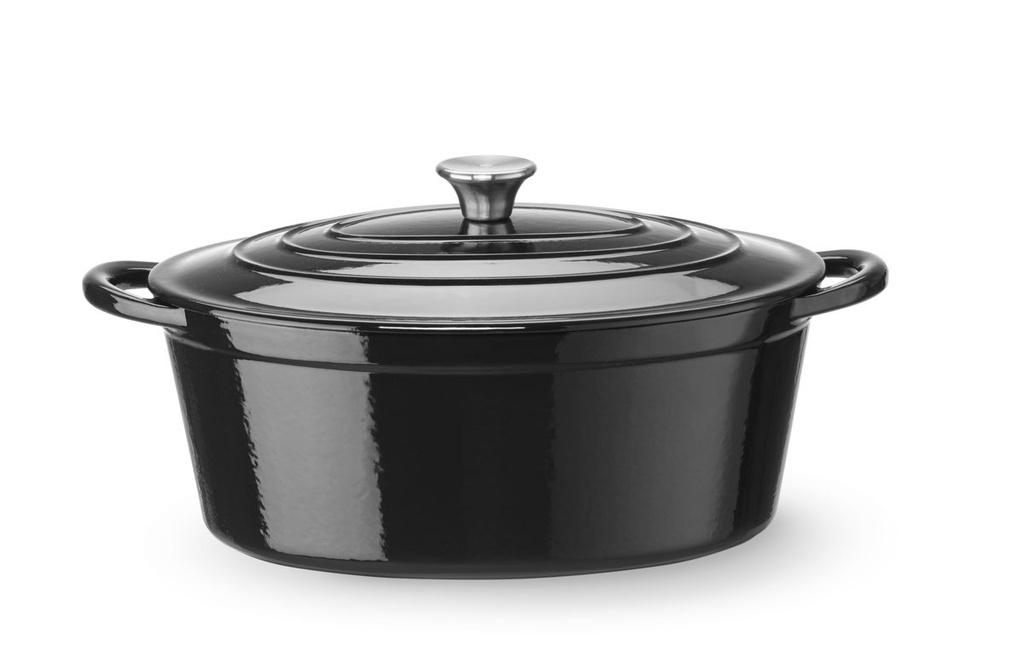 [BM-HENDI-626863] Ketaus troškintuvas emaliuotas, HENDI, 6,88L, Juoda, 405x255x(H)134mm, Ovalus