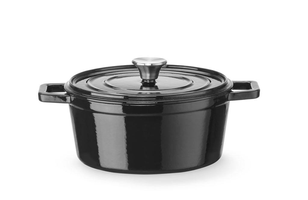 [BM-HENDI-626870] Ketaus troškintuvas emaliuotas, HENDI, 3,7L, Juoda, 317x240x(H)105mm, Apvalus