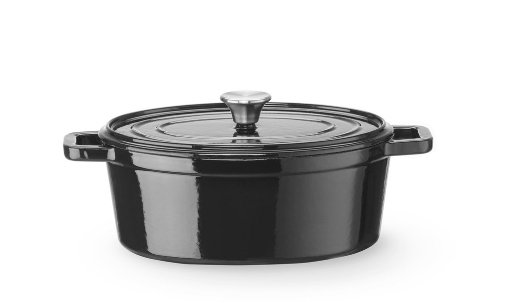 [BM-HENDI-626887] Ketaus troškintuvas emaliuotas, HENDI, 4,4L, Juoda, 365x290x(H)115mm, Ovalus