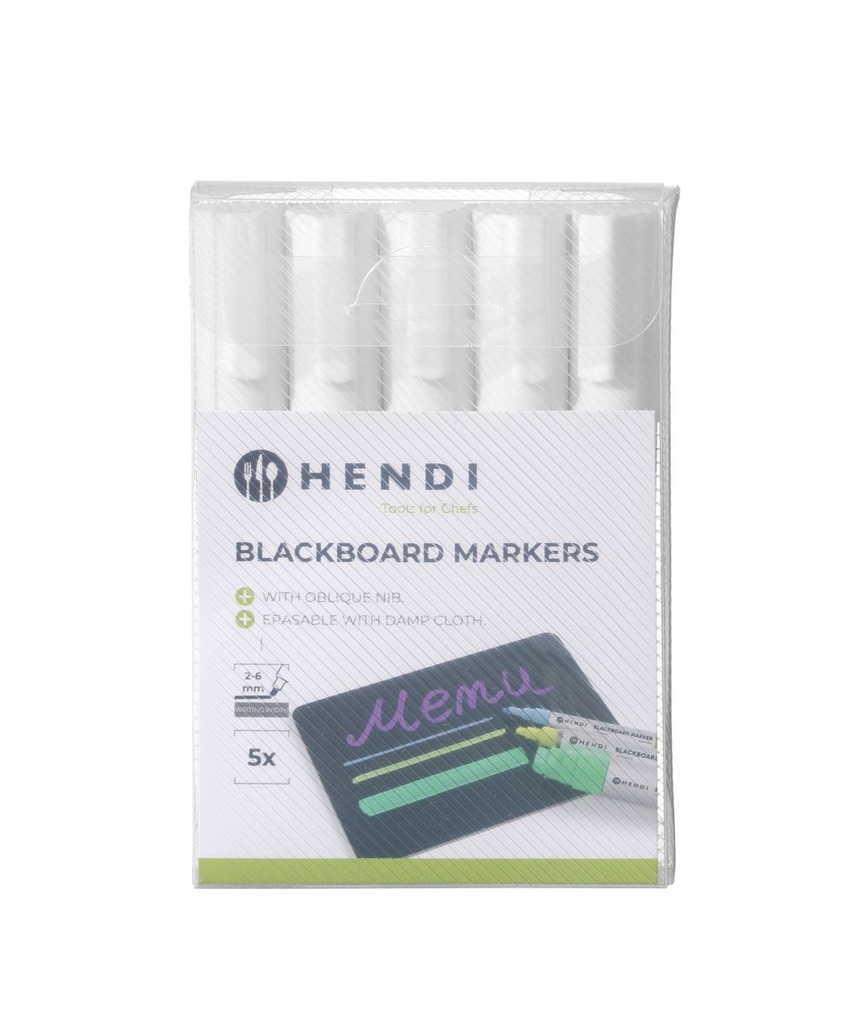 [BM-HENDI-664209] Kreidiniai žymekliai 6 mm, HENDI, 5 balti markeriai