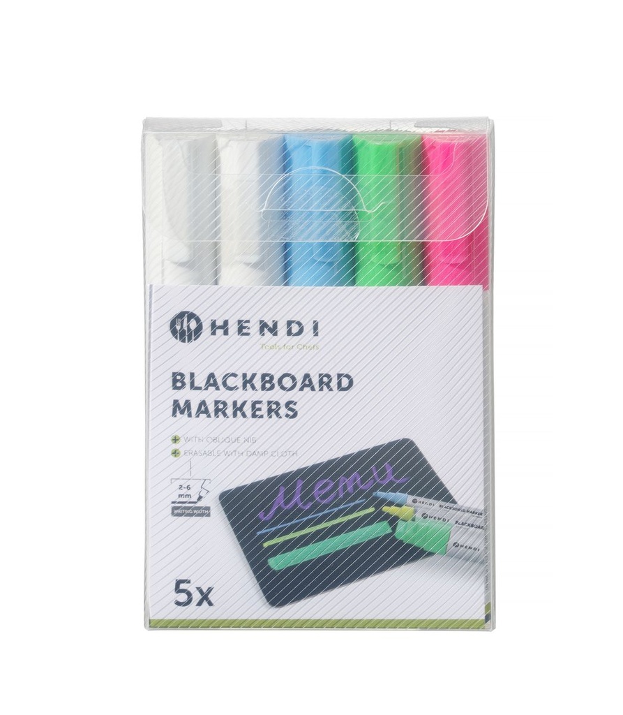 [BM-HENDI-664216] Kreidiniai žymekliai 6 mm, HENDI, 1 rožinė, 1 žalia, 1 mėlynas ir 2 balti markeriai