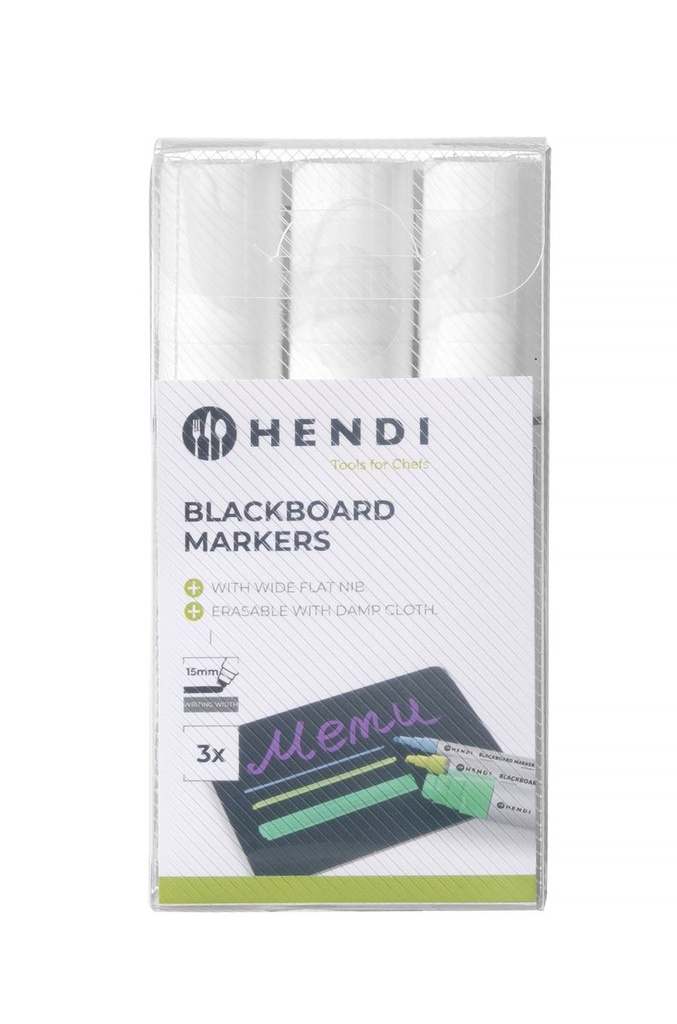 [BM-HENDI-664223] Kreidinės lentos žymekliai 15 mm, HENDI, 3 balti markeriai