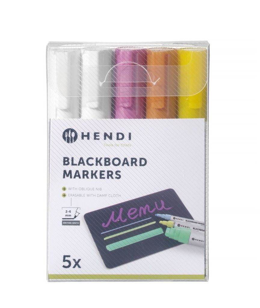 [BM-HENDI-664292] Kreidiniai žymekliai 6 mm, HENDI, 2 baltos, 1 rožinė, 1 geltonas ir 1 bronzinis žymekliai, 5 pcs