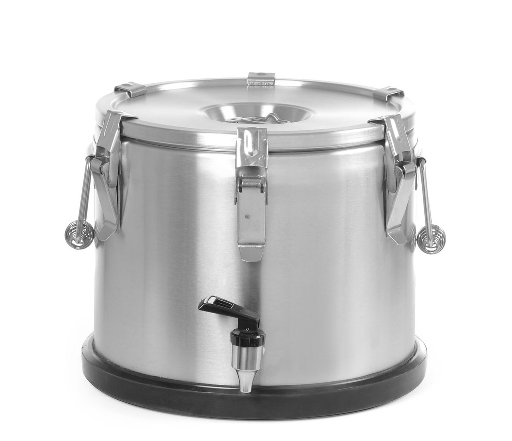 [BM-HENDI-710135] Izoliuotas nešiojamas indas – su čiaupu, HENDI, Profi Line, 15L, Sidabrinė, ⌀330x(H)280mm