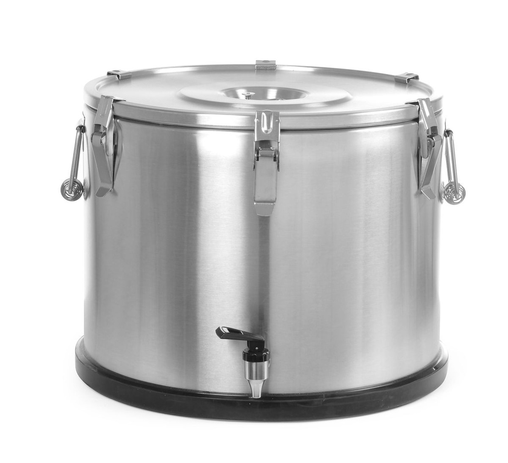[BM-HENDI-710333] Izoliuotas nešiojamas indas – su čiaupu, HENDI, Profi Line, 50L, Sidabrinė, ⌀480x(H)380mm