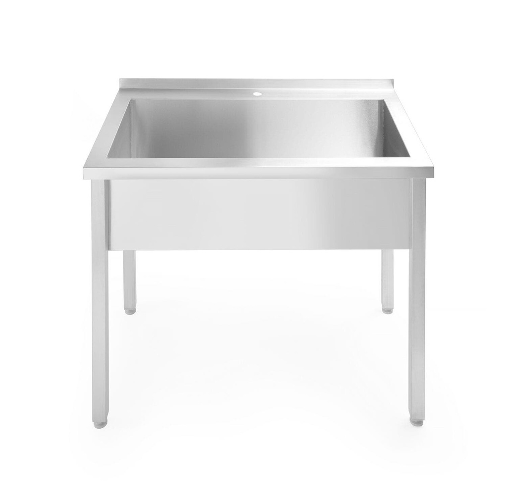 [BM-HENDI-811009] Stalas su viena plovimo vonele, su atraminiu borteliu – surinktas varžtais, gylis 600 mm, HENDI, Budget Line, 800x600x(H)850mm