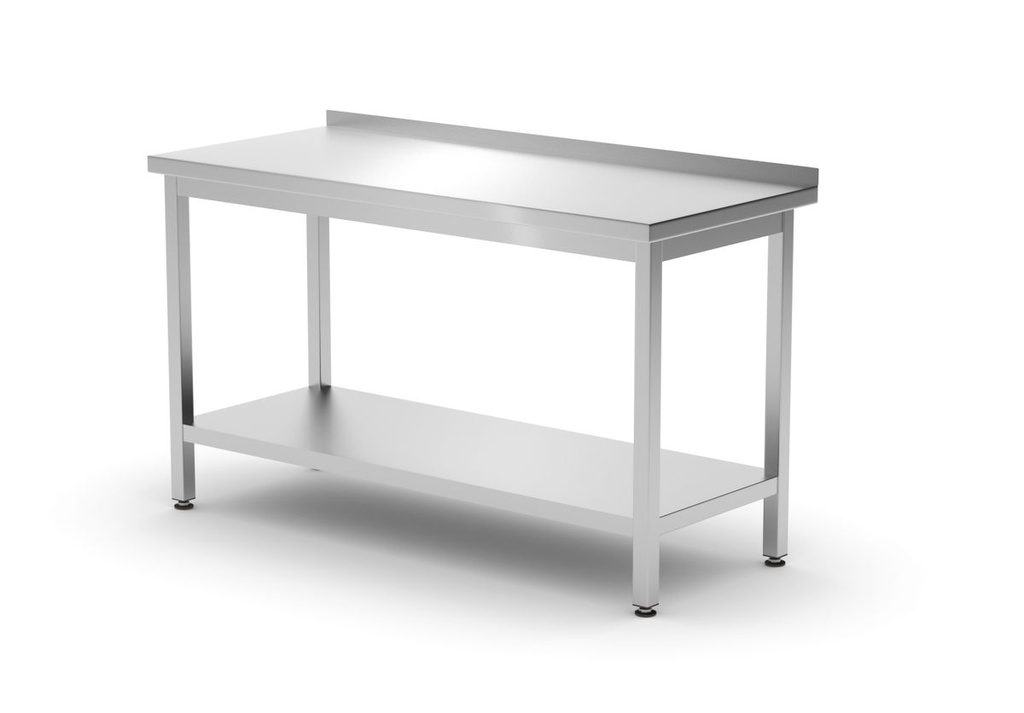 [BM-HENDI-811481] Prisieninis stalas su lentyna – varžtinis, gylis 600 mm, HENDI, Profi Line, 1400x600x(H)850mm