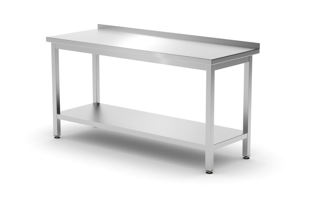 [BM-HENDI-811498] Prisieninis stalas su lentyna – varžtinis, gylis 600 mm, HENDI, Profi Line, 1600x600x(H)850mm