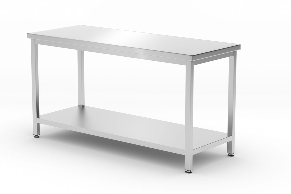 [BM-HENDI-811542] Centrinis stalas su lentyna – varžtinis, gylis 600 mm, HENDI, Profi Line, 1600x600x(H)850mm