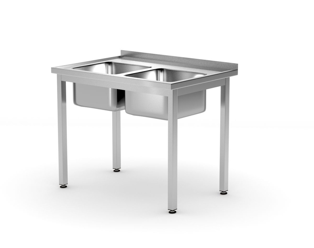 [BM-HENDI-811580] Stalas su 2 plautuvėmis, surinktas varžtais, HENDI, Profi Line, 1000x600x(H)850mm