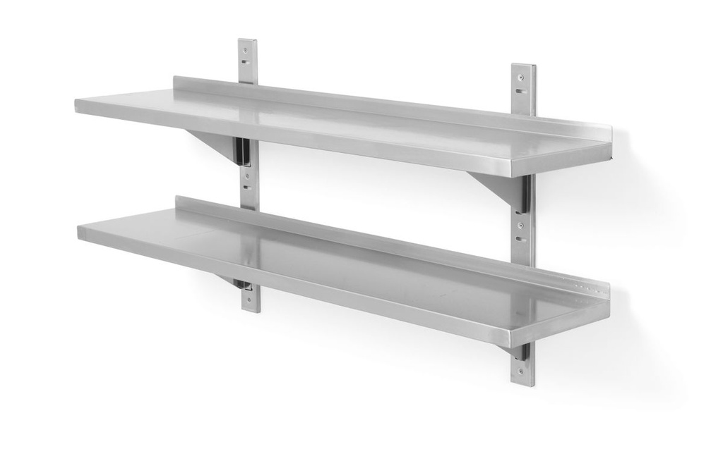 [BM-HENDI-811733] Dviguba sieninė lentyna, reguliuojamas, su 2 laikikliais, HENDI, 1200x300x(H)600mm