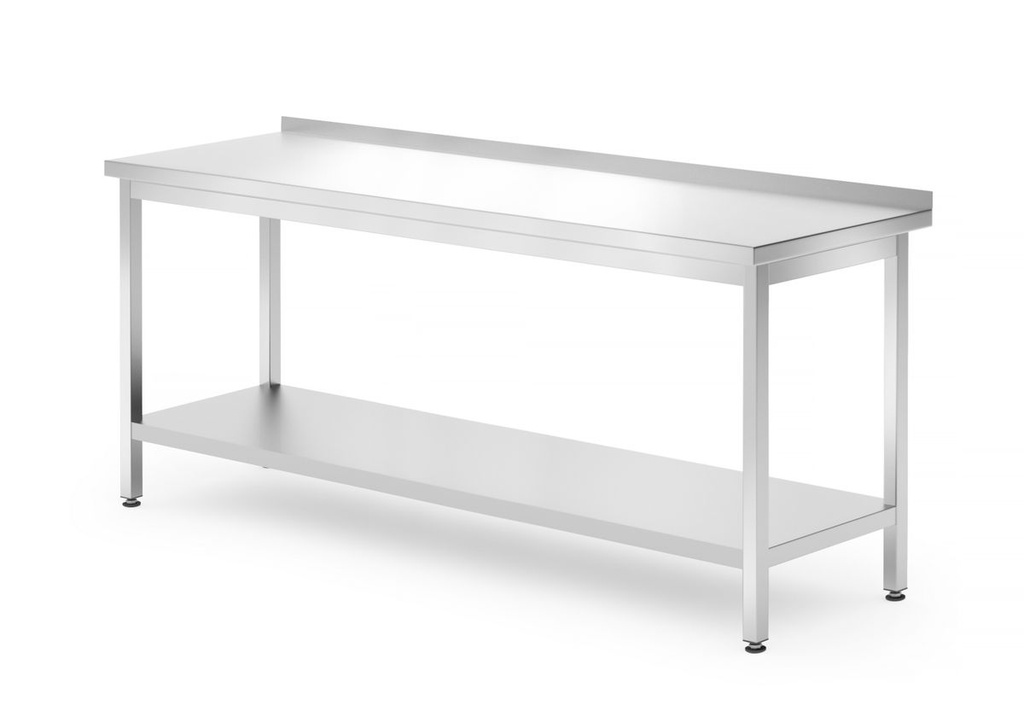 [BM-HENDI-812761] Prisieninis stalas su lentyna – varžtinis, gylis 700 mm, HENDI, Profi Line, 1800x700x(H)850mm