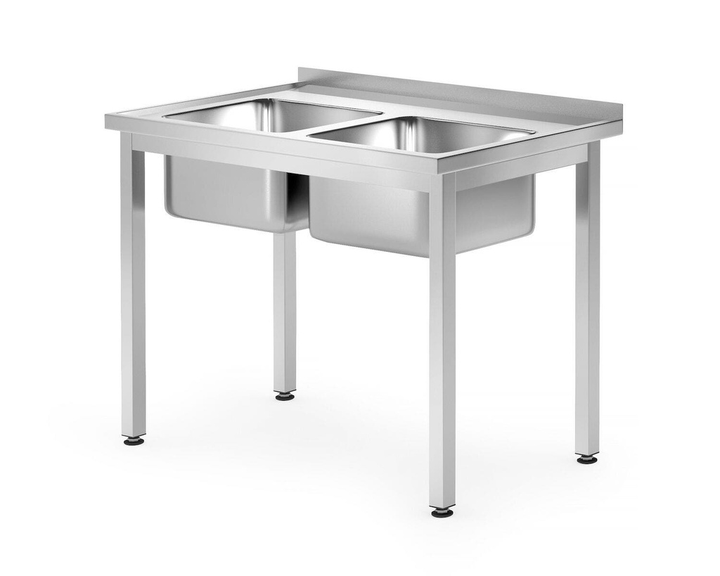 [BM-HENDI-812952] Stalas su 2 plautuvėmis – surenkamas varžtais, gylis 700 mm, HENDI, Profi Line, 1000x700x(H)850mm