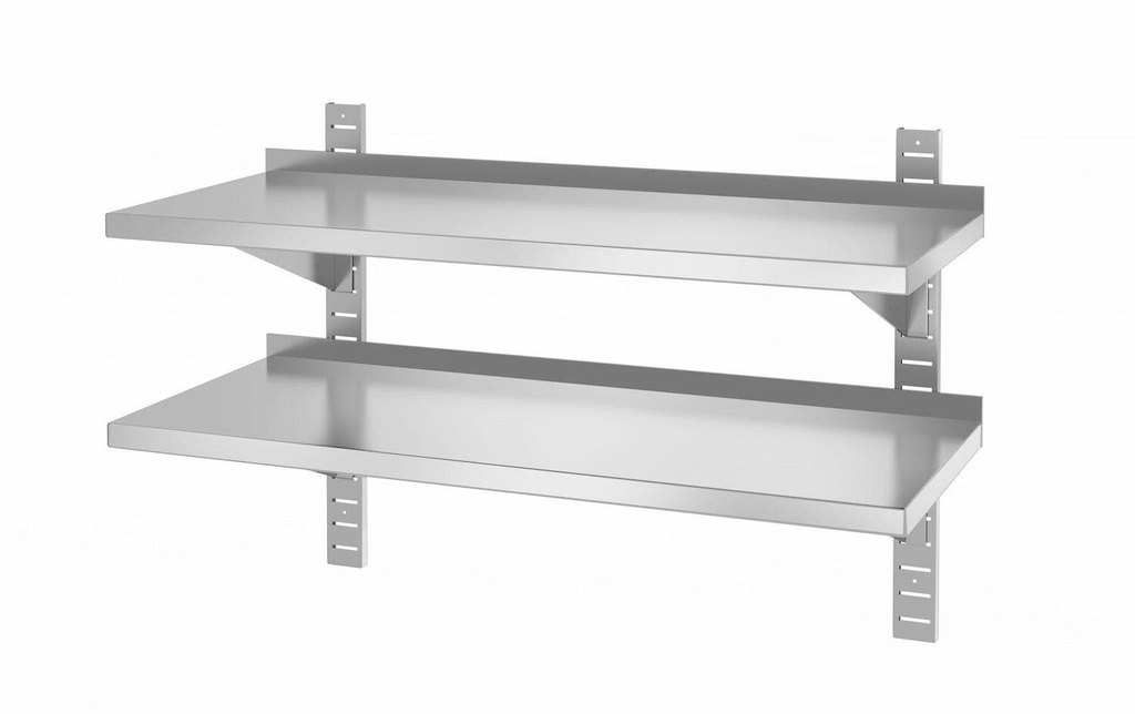 [BM-HENDI-816592] Dviguba sieninė lentyna, reguliuojamas, su 2 laikikliais, HENDI, 1000x400x(H)600mm