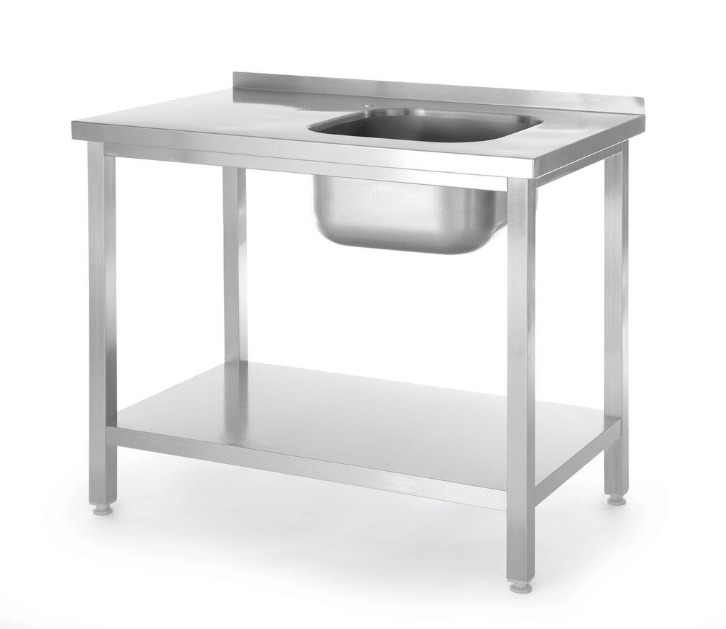 [BM-HENDI-816998] Stalas su plautuve ir lentyna, surinktas varžtais, HENDI, Kitchen Line, plautuvė dešinėje pusėje, 800x600x(H)850mm