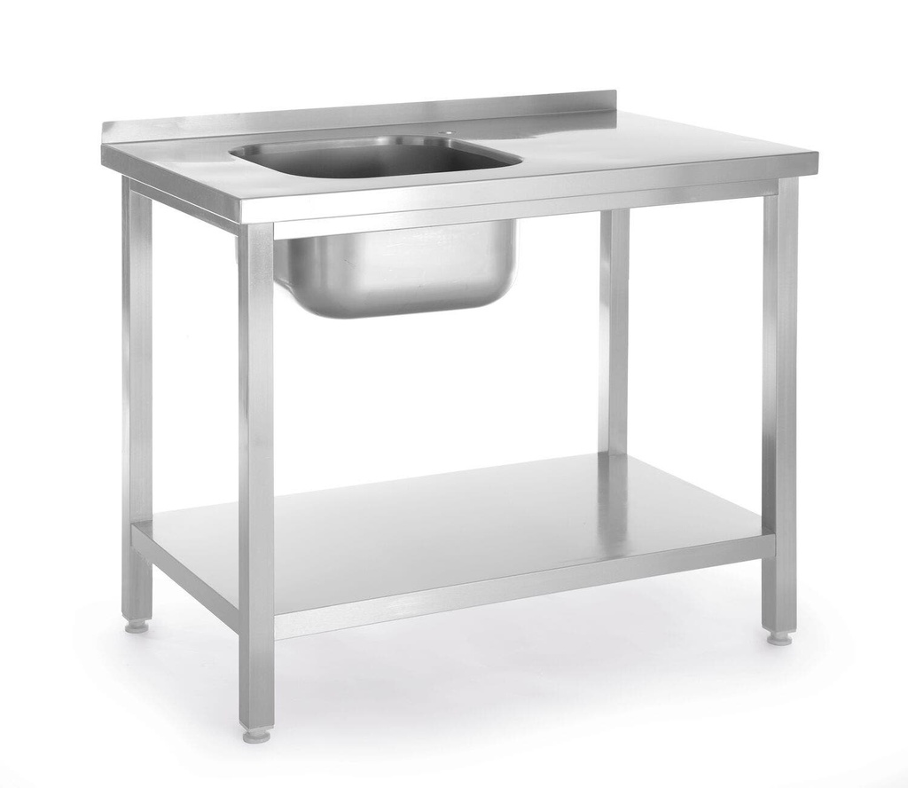 [BM-HENDI-817001] Stalas su plautuve ir lentyna, surinktas varžtais, HENDI, Kitchen Line, plautuvė kairėje pusėje, 800x600x(H)850mm