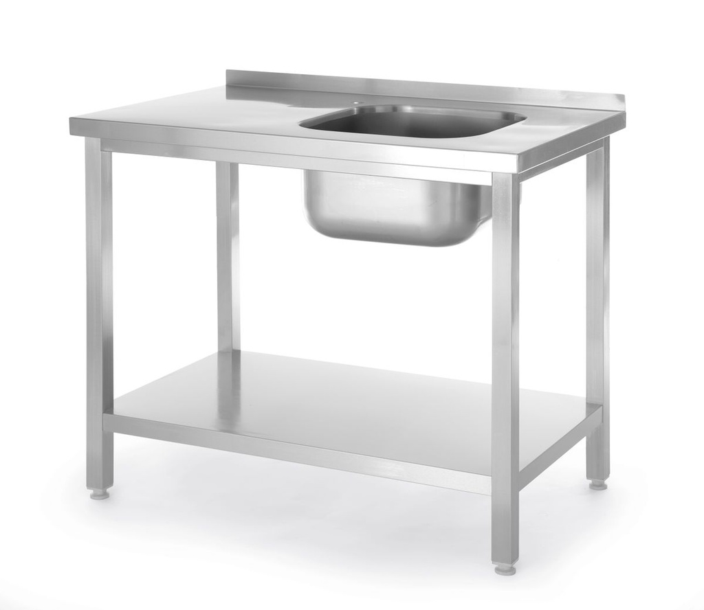[BM-HENDI-817018] Stalas su plautuve ir lentyna, surinktas varžtais, HENDI, Kitchen Line, plautuvė dešinėje pusėje, 1000x600x(H)850mm