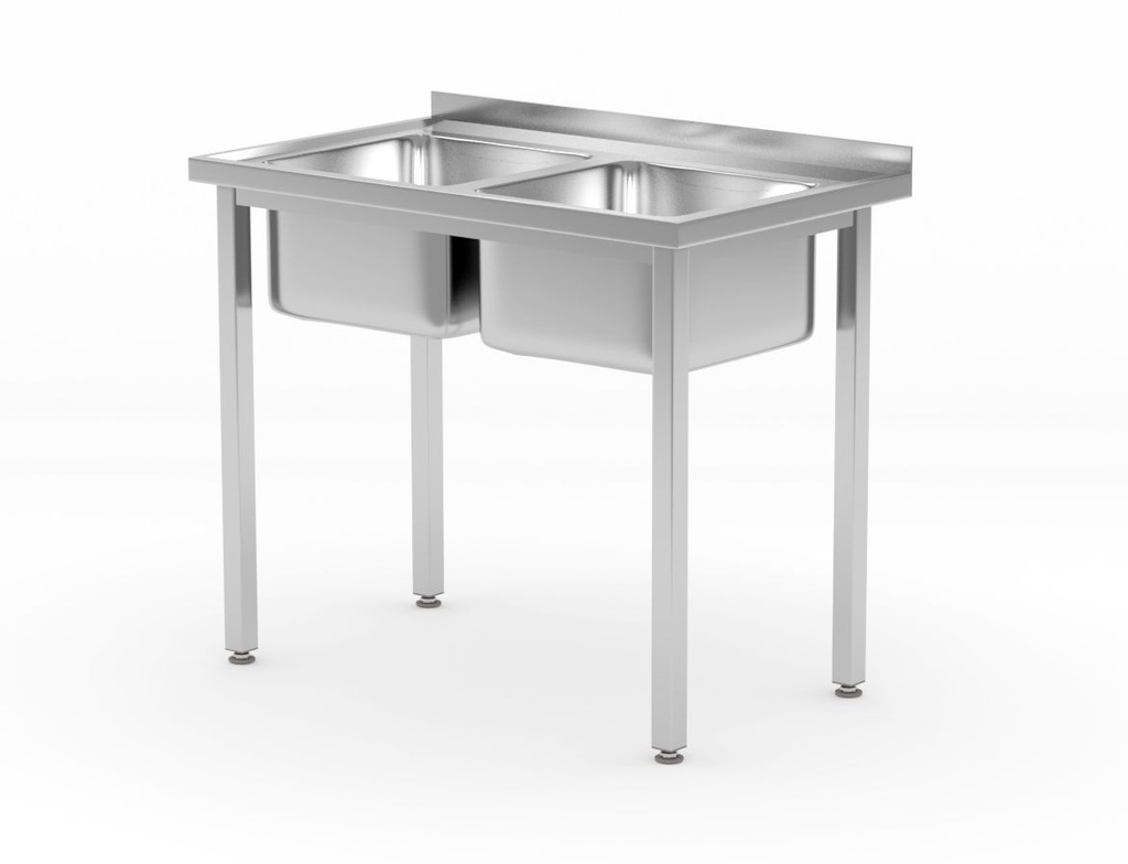 [BM-HENDI-817049] Stalas su 2 plautuvėmis – surenkamas varžtais, HENDI, Kitchen Line, Dvi plautuvės, 1000x600x(H)850mm