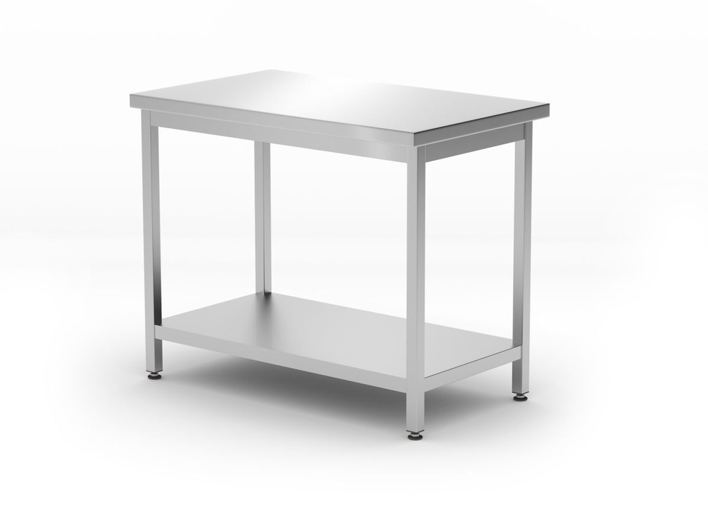 [BM-HENDI-817162] Centrinis stalas su lentyna – varžtinis, gylis 600 mm, HENDI, Kitchen Line, 1000x600x(H)850mm