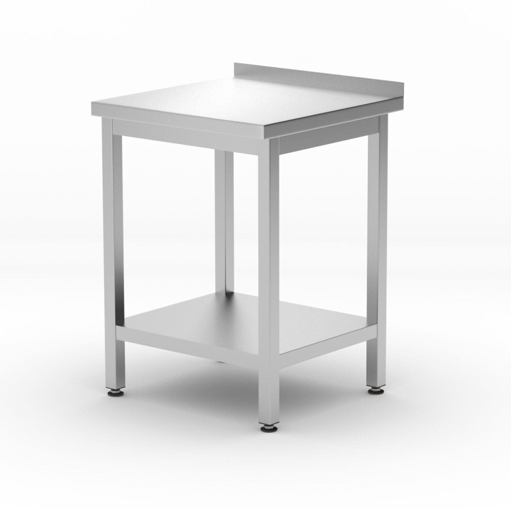 [BM-HENDI-817223] Prisieninis stalas su lentyna – varžtinis, gylis 600 mm, HENDI, Kitchen Line, 600x600x(H)850mm