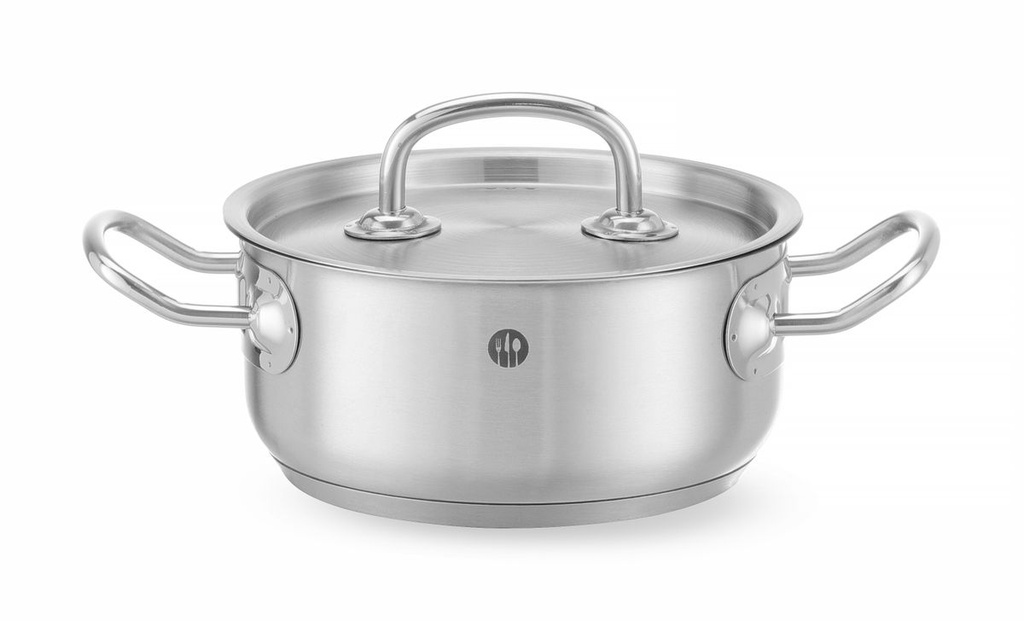 [BM-HENDI-836002] Troškinimo puodas žemas - su dangčiu, HENDI, Kitchen Line, 1,4L, ⌀160x(H)75mm